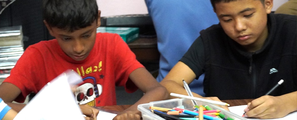 Kids doing homework together